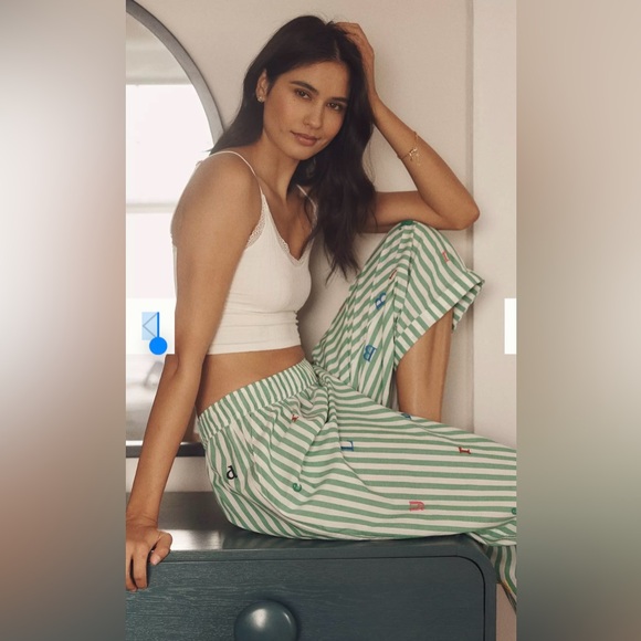 Anthropologie LyreBird Alphabet Boxer Pajama Pants - Picture 2 of 12